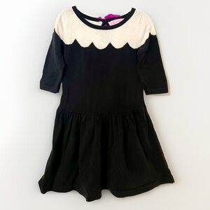 Lilly Pulitzer Girls Dress Long Sleeve Black White Scallop Neck Purple Bow 4-5